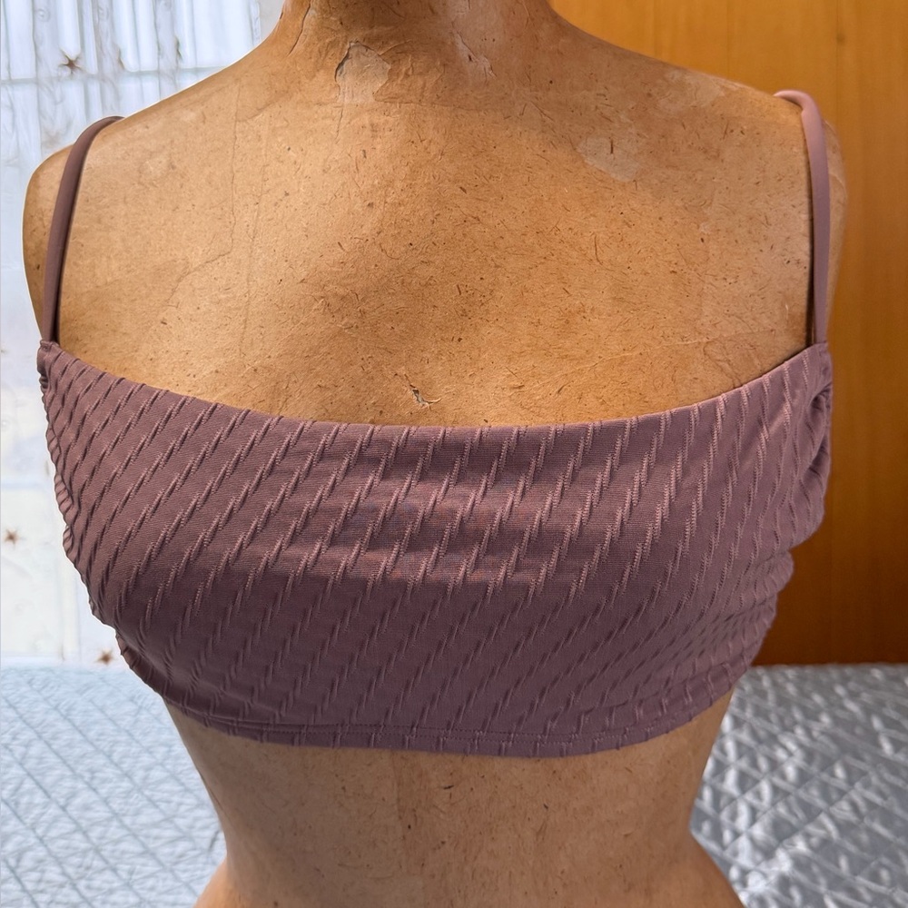 Abercrombie & Fitch Mauve Textured Bandeau Bikini Top